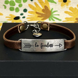 Be Fearless Leather Bracelet