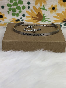 Never Give Up Adjustable Cuff Bracelet