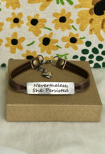 Nevertheless She Persisted Leather Bracelet