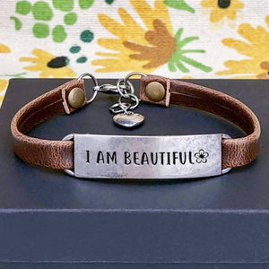 I Am Beautiful Leather Bracelet